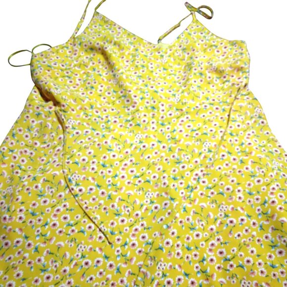 Butter Yellow Floral Spaghetti Strap GILLI Dress L Polyester/Spandex Blend - Picture 7 of 13